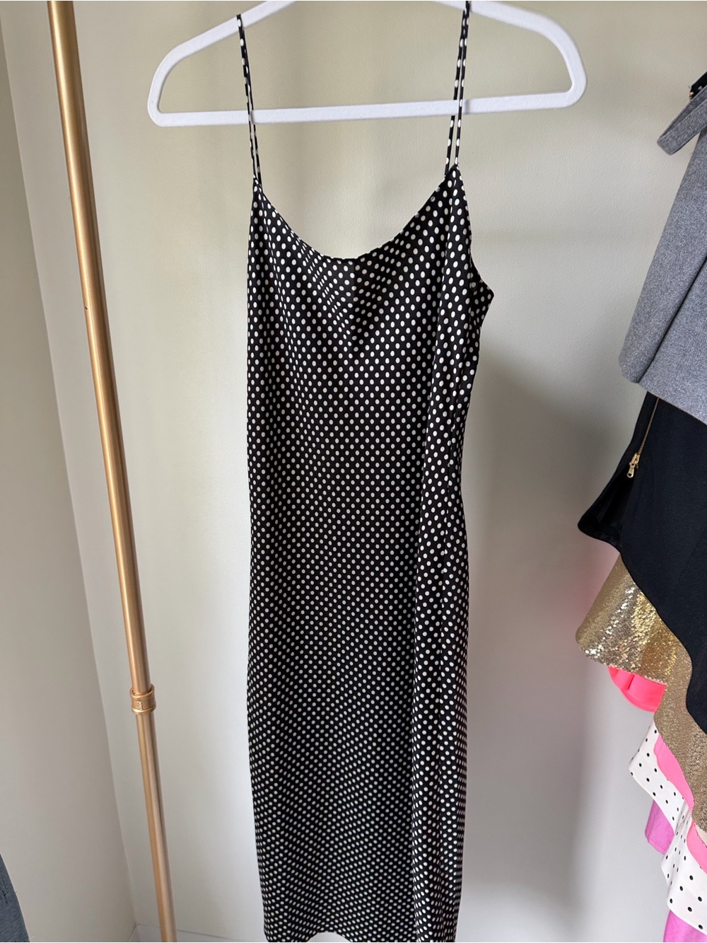 J. Crew Black and White Polka Dot Slip Maxi Dress